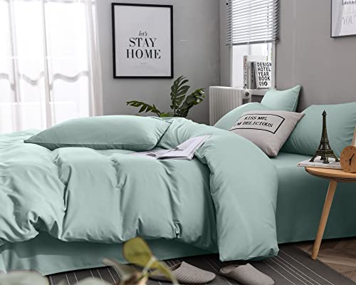 Mxaeyr Sea Green Duvet Cover King Size, Soft Microfiber Duvet Cover With Zipper Closure And 2 Pillowcase, 3 Pcs Luxury Green Bedding Set King #TOP2