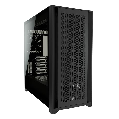 Corsair 5000D Airflow Mid-Tower-ATX-PC-Gehäuse mit Gehärtetem Glas (Frontverkleidung für Hohen Luftdurchsatz, RapidRoute-Kabelführungssystem, Zwei Enthaltene 120-mm-Lüfter) Schwarz