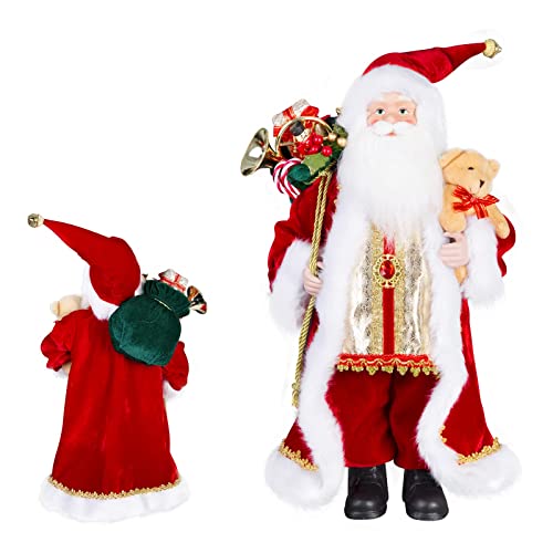 Uten 18" Santa Claus Decorations, Christmas Standing Figurine Ornaments With Gifts Bag And Small Bear For New Year Christmas Decoration Navidad Natal Gifts. #TOP1