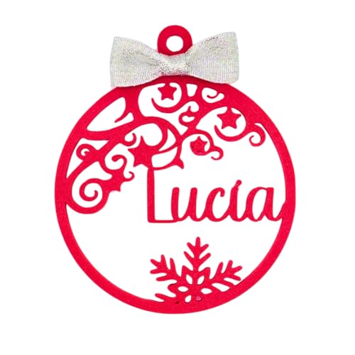 Bola de Navidad Personalizada con Nombres – Adorno navideño con Estrellas y Lazo Incluido – Decoración Personalizada para árbol o Regalo Original – Pack de 1/2/3/4/5 (1, Rojo)
