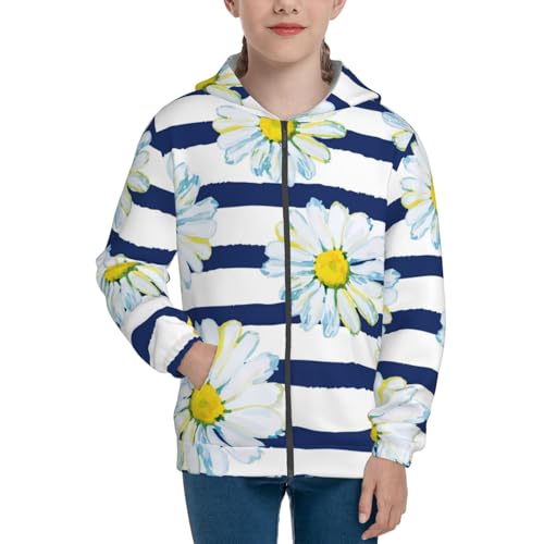 Daisy Striped Nautical Kids Pullover Hoodies Boys Zip Up Sweatshirts Girls Athletic Clothes with Pocket3