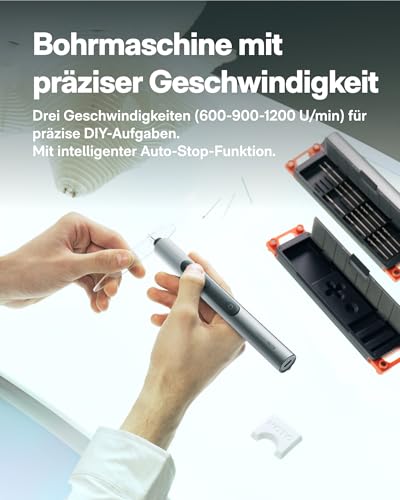 HOTO SNAPBLOQ™ D - A03 Mini - Bohrmaschine: USB - C - ladbar, dreistufige Drehzahl, mit 20 Bohrerbits, geeignet für Schmuckherstellung, Bohren in Harz, Holz & Kunststoff sowie DIY - Projekte