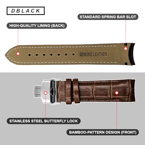 Image of DBLACK ''TST2'' Premium Leather Watch Strap, Bamboo Pattern Design Watch Band / / Compatible with Tissot Couturier 1853 & Other Models, Full-Padded Curved Watch Belt (Choose Your Size & Color)