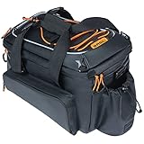 Helmhalterung Basil Unisex – Erwachsene Miles XL Pro MIK Gepäckträgertasche, Schwarz,Orange, 31 x 23 x 23 cm