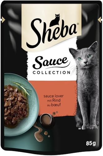 SHEBA Portionsbeutel Nassfutter für Katzen Sauce Collection Sauce Lover mit Rind 28 x 85g 2