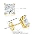 5 Pairs 14K Yellow Gold Plated Princess Cut Clear Cubic Zirconia Stud Earring Set for Women Men