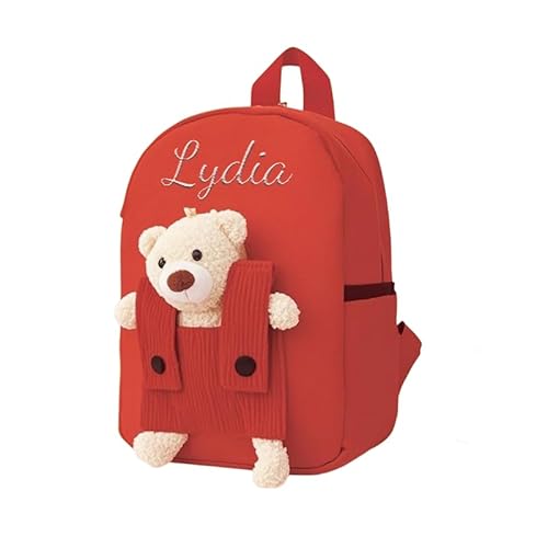 Genérico mochila personalizada bebe Rojo 27x21 cm Oso desmontable