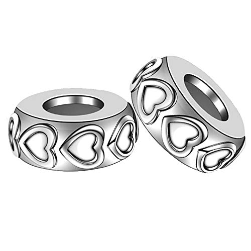 Lovans 925 Sterling Silver Spacer Beads For European Charms Bracelet Charms Fit Diy Snake Charm Bracelet Necklace Charm Spacer Stopper For Women And Men 2 Pcs With Gift Bag (3D Heart) #TOP2