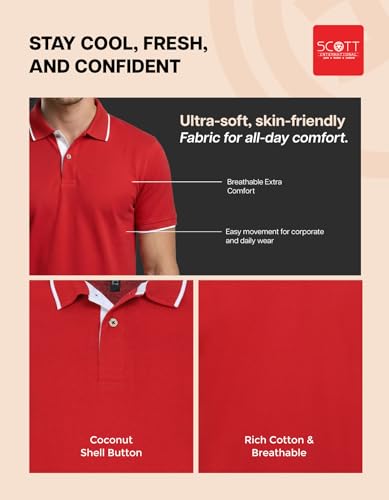 Image of Scott International Cotton Polo T Shirt | Collar Tshirts | Half Sleeves Plain T Shirt | T-Shirt |Tshirt for Men Stylish | Men's Tshirt