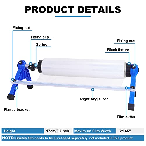 Stretch Film Wrap Dispenser 21.65” Adjustable Tension, Table Stretch Film Packing Machine Manual Pallet Wrapper Tool #TOP3