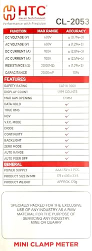 Image of HTC CL-2053 MINI DIGITAL CURRENT LEAKAGE CLAMP METER AC /DC By Skyking 