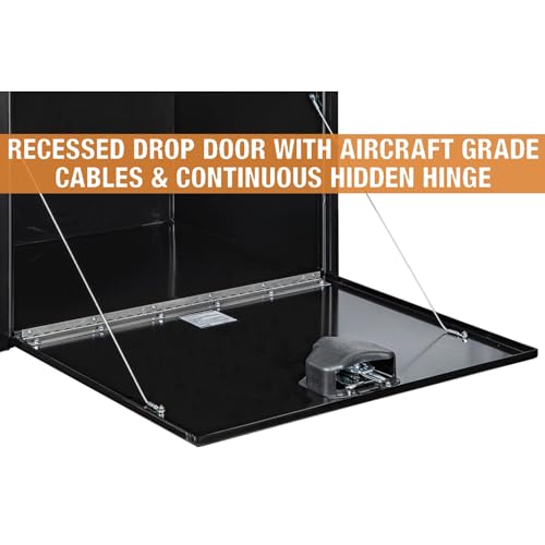Image of Buyers Products 1702303 Black Steel Underbody Truck Tool Box - 18 x 18 x 30 Inch - Truck Bed & Underbelly RV Storage Box, Locking T-Latch, Weather-Resistant, Heavy-Duty Flatbed Job Box, Made in USA