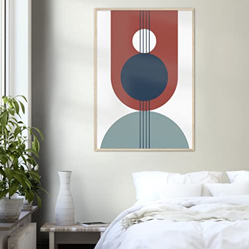 Art mural abstrait vibrant cercle rouge et bleu pour sublimer le salon