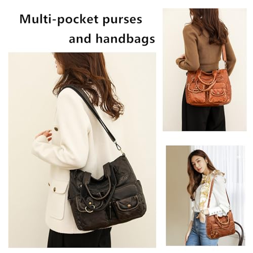 Image of Hobo Handbag and Purses for Women,Top Handle Satchel Purse Tote Shoulder Bags Faux Leather for Ladies