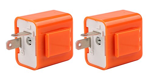 Motorcycle Flasher Relay, Sdootauto 2 Pcs 12V 2-Pin Adjustable Flasher Turn Signal LED Flasher Relay Hyper Indicator Flash- Orange