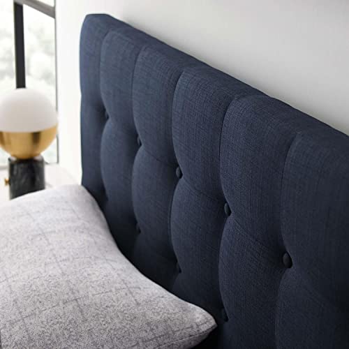 Modway Emily Tufted Button Linen Fabric Upholstered Full Headboard In Navy #TOP4