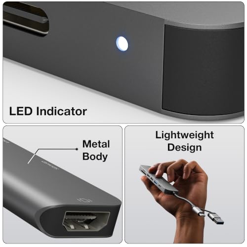 Image of Zebronics CT71 7-in-1 USB Hub, Dual Interface (USB & Type-C), 4K HDMI, 100W Type-C PD Charging, 5Gbps Transfer Speed, USB 3.0 5Gbps, Dual USB 2.0, microSD, Metal Body, LED Indicator