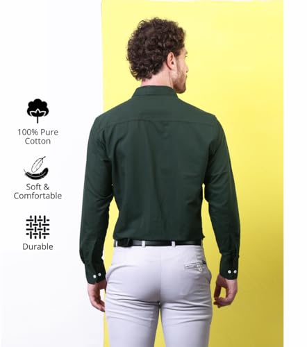 Image of CONTRARY Men's Pure Cotton Solid Stylish Casual & Formal Wear Shirt | Stylish Regular Fit Full Sleeve Comfortable Office Party Trendy Shirt - Multi Color