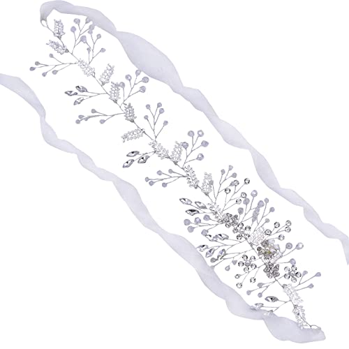 ULAPAN Bridal Belt with Rhinestones Bride Wedding Dress Belt Crystal Headband for Women Bridesmaids Sash Flower