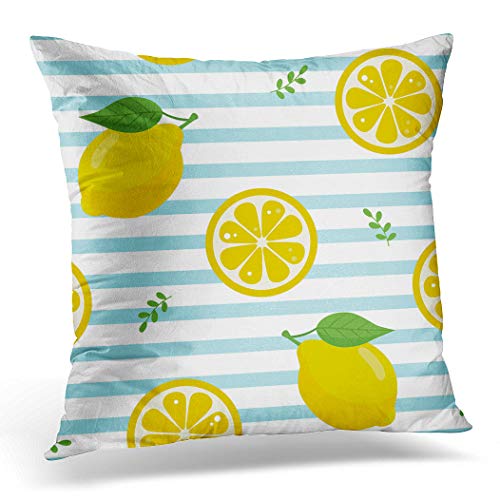 Awowee Housse de coussin 45 cm x 45 cm Citron sur bleu/rouge/teinte à encre pour festival, décoration intérieure, canapé et lit