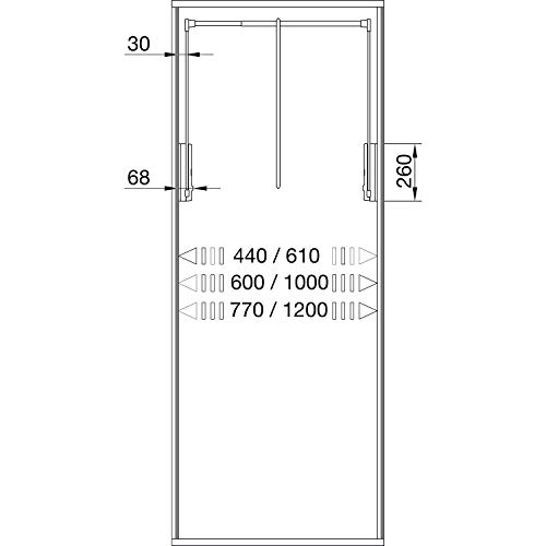 Kleiderlift Junior penderie relevable design anthracite pour meuble haut