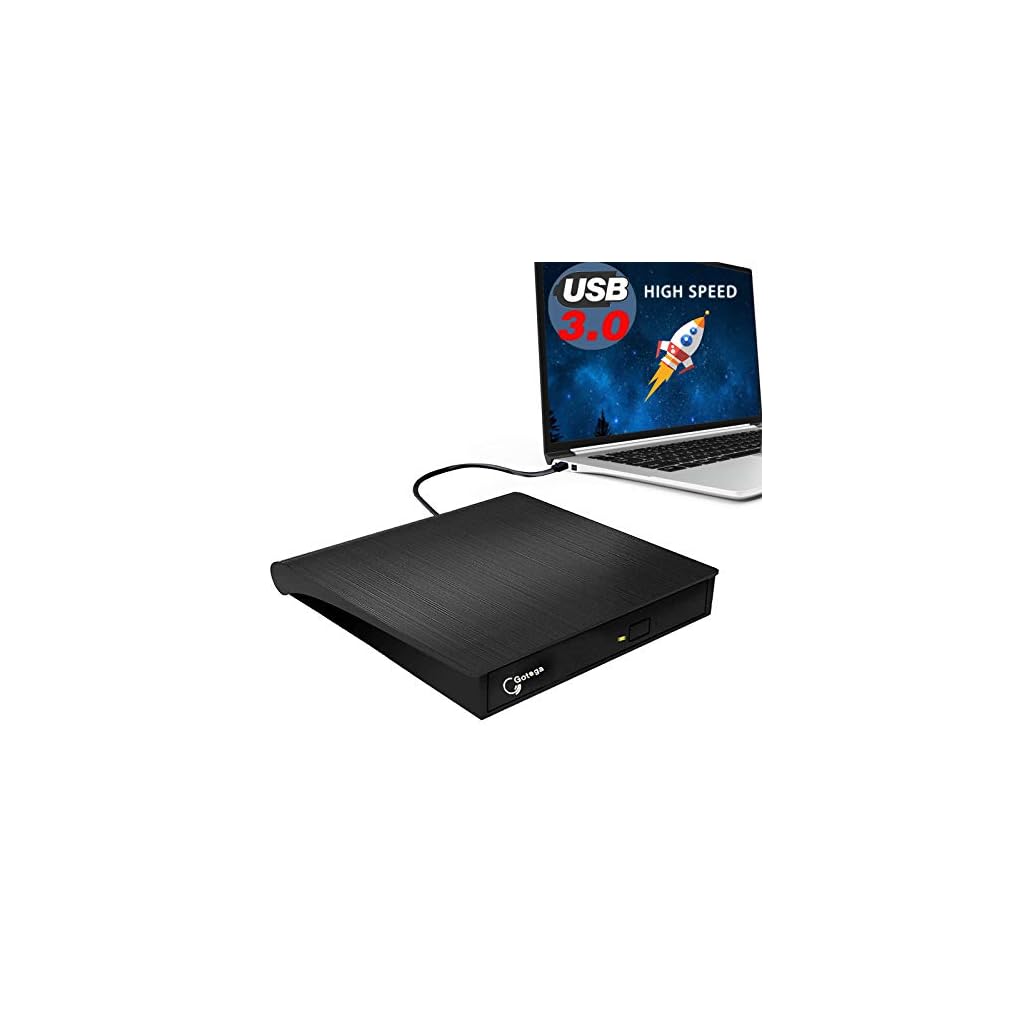 Gotega External DVD Drive, USB 3.0 Portable CD/DVD +/RW Drive/DVD