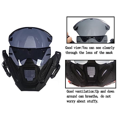 iFkoo Punk Gothic Cyber Helmet Mask for Men Motorcycle Futuristic Techwear Mask Cosplay Halloween Party Music Festival Accessories (Black with rails) by ifkoo - Image 3