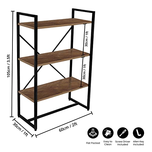 Image of About Space 3-Tier Book Shelf (3.5 ft) - Multipurpose Wooden Utility Rack with Metal Frame & Adjustable Bush - DIY Open Display Rack /Shelf Storage Organizer Stand