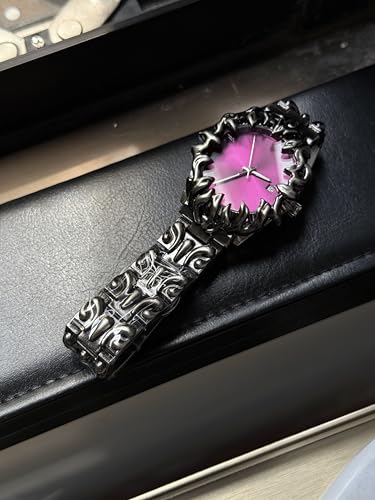 Image of CARLIEN Gothic Claw Watch for Men - Unique Stainless Steel Wristwatch, Luminous Hands, Waterproof Quartz Movement, Futuristic Melting Style, Cool Red & Green Color Options