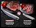 Piklohas Steak Knives Set of 6, 4.5 Inch Non Serrated Dinner Knife, Forged German Steel Damascus Pattern Straight Edge Meat Knife with Full Tang Handle, Dishwasher Safe, Ideal for Gift