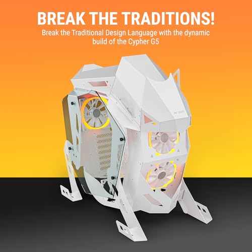 Image of Ant Esports Cypher G5 Mid-Tower ATX Computer Case /Gaming Cabinet - White | Support, Micro-ATX, Mini-ITX | Pre-Installed 5 ARGB-PWM Remote Controlled Fans