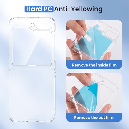 Image of Ruky for Samsung Galaxy Z Flip 6 Case, Support Wireless Charging, Clear | Full Body Cover Hard PC Ultra-Thin Shockproof, Support Wireless Charging Protective Phone Case for Galaxy Z Flip 6, Clear