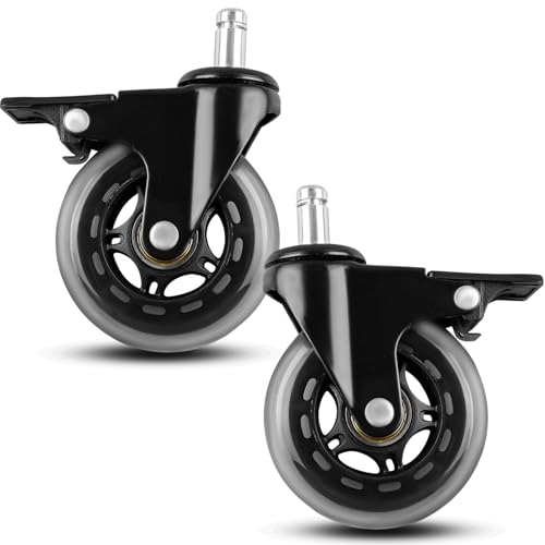 QAGGUM 3 Swivel Caster Wheel Fit for Traeger Timberline 850 1300 Ironwood 650 885 XL Texas Elite 34 Pro 780 Pro Series 34 Pellet Grill, Rubber Heavy-Duty Grill Wheel Replace HDW302 with Brake, 2Pcs