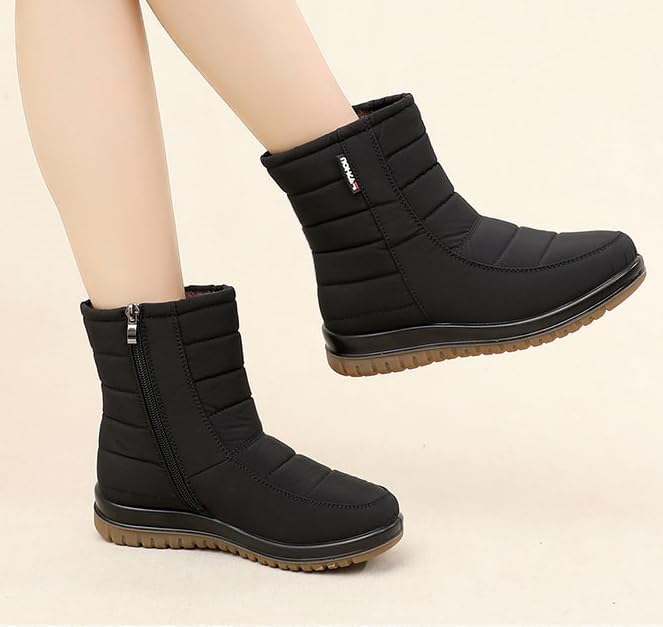 Women's Winter Snow Boots - Lightweight Warm Fur Lined Waterproof Slip-On Ankle Booties, Anti-Slip Sneaker-Style Footwear for Cold Weather​