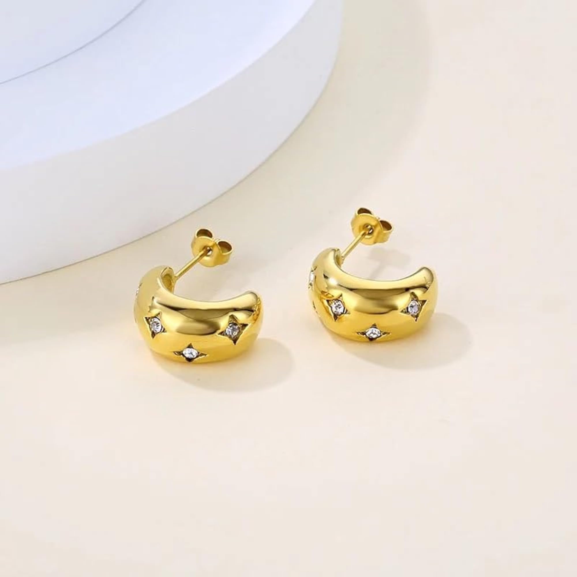Women's Stylish Anti-Tarnish Hoop Stud Earrings, Everyday