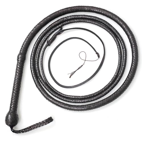 Cravache En Cuir Véritable Bullwhip 4 Pieds - 16 Tresses, Robuste
