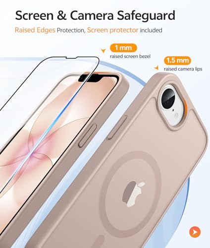 Image of FNTCASE for iPhone 17e Case: iPhone 16e Phone Case [Compatible with Magsafe] Translucent Matte Cases with [Screen Protector] Military Grade Shockproof Protective Phone Cover - Desert Gold
