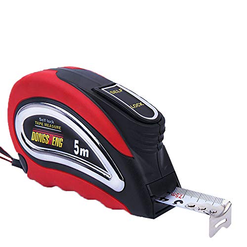 SHULLIN 5m 幅19mm メジャー 巻尺 距離計 コンベックス スケール メジャー インチ センチ 目盛 巻尺 自動巻き取り オートロック式 計測 テープメジャー 建築定規 工業用 測定工具(レッド)