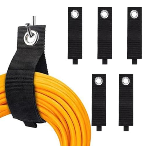 Organisateur et cintre pour rallonges, lot de 5 sangles Velcro flexibles avec boucle triangulaire pour câbles, ensemble de serre-câbles Velcro, pour câbles, cordes, tuyaux, noir, L (50 x 330 mm)