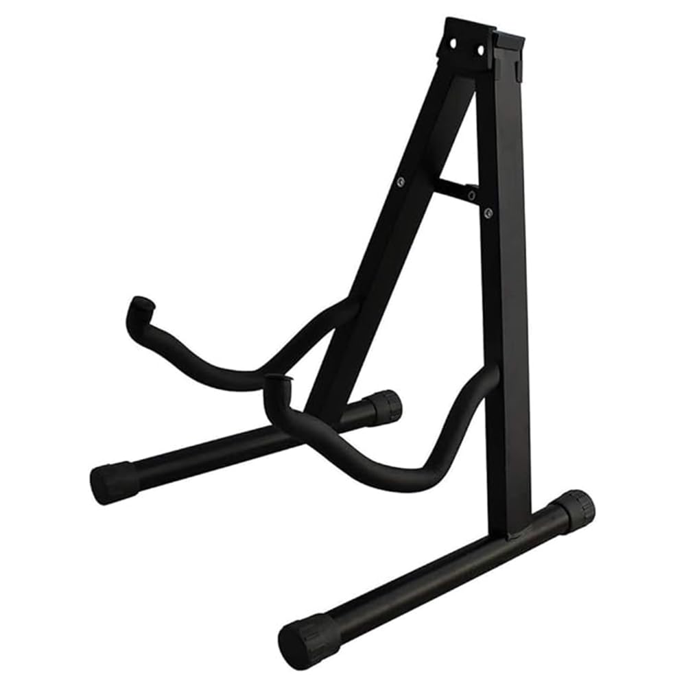 Angix Black Foldable Universal A-Frame Guitar Stand | Fits All Guitars : Acoustic, Classic, Electric, Bass | Floor Holder (Black)