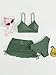 Verdusa Girl's 3 Piece Kids Bikini Swimsuits Bathing Suit with Cover Up for Teens Beach Skirt Olive Green 9Y