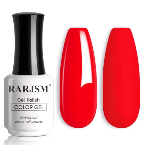 RARJSM Red Gel Nail Polish BrightRed GelNailPolish 1PCS 15ML Opaque