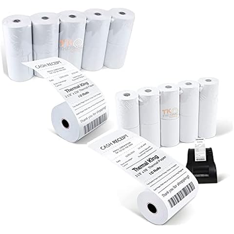 TK Thermal King, 3-1/8" x 230' (10 Rolls) & 3-1/8" x 119' (10 Rolls) Point-of-Sale Thermal Paper Rolls fits Station POS System Cover