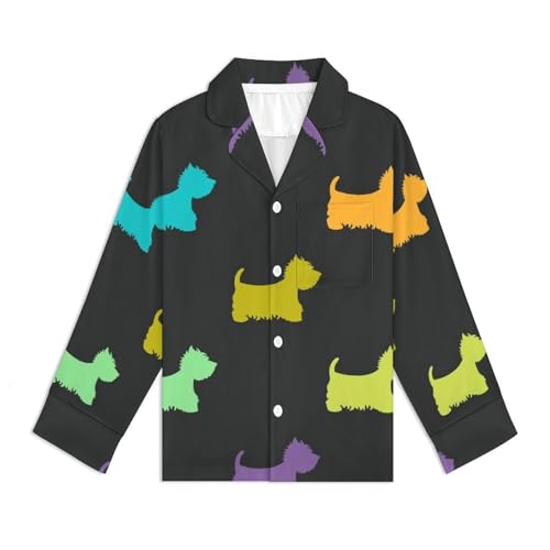Colorful West Highland Terrier SilhouettesChildren's Pajama Set Cute Cartoon Home Clothes130CM4