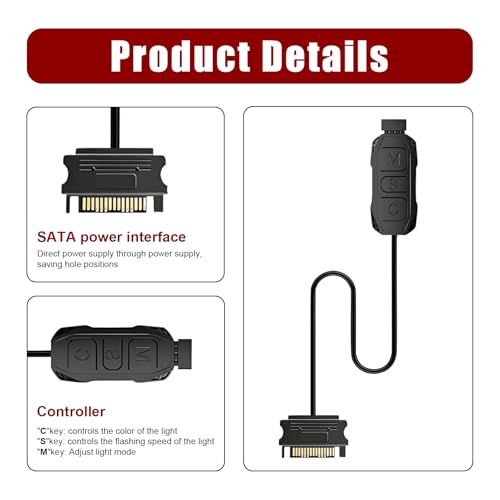 Controlador ARGB con mando a distancia – Binghe 5V 3 pines – Iluminación RGB personalizable mediante mando a distancia de 14 teclas – Compatible con ventiladores de caja de PC y tiras LED – Efectos de - imagen 4