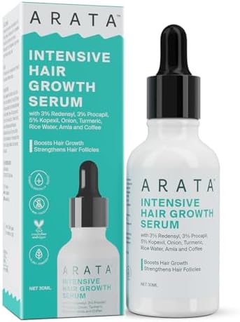 Arata Hair Growth Serum for Scalp for Faster Hair Growth & Stronger Roots | Helps Reduce Hair Fall | Derma Tested | With 3% Redensyl, 3% Procapil & 3% Kopexil | For Women & Men | 30ml