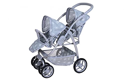 KNORRTOYS.COM 16440 Milo-Royal Grey - Cochecito Doble para muñecas, Color Gris