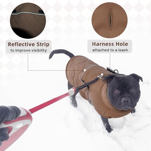 Hjumarayan Hundemantel Französische Bulldogge, Wattierend Jacke Warme Mantel Hund Geschirröffnung, Wintermantel Gefüttert für Französische Bulldogge, Mops, Westie (Braun M)