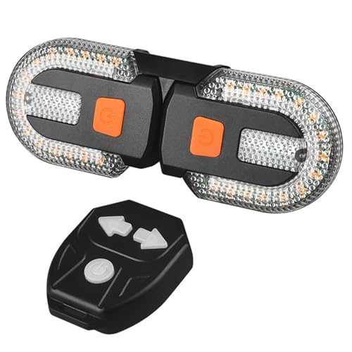 Bike Turn Signals Waterproof Remote Control 5 Mode Bike Tail Light with Right & Left Light 600mAh 30lm USB Rechargeable Yellow & Red LED Rear Bike Light for Night Riding Light