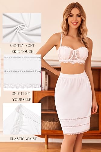 Image of Avidlove Half Slips for Women Underskirt Dress Extender Lace Trim Knee Length Short Skirt